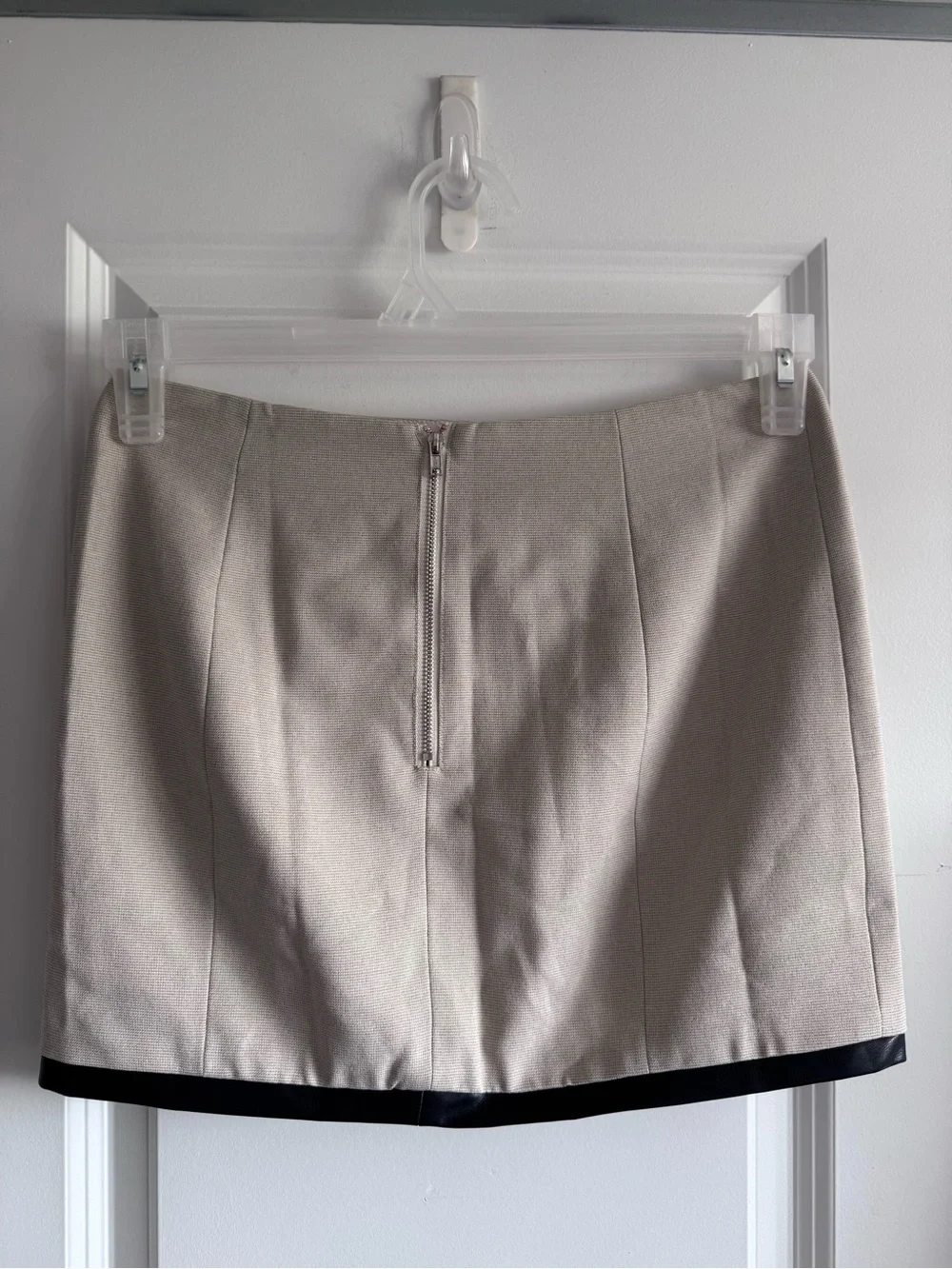 White Fox Boutique Cream Mini Skirt with Black Trim